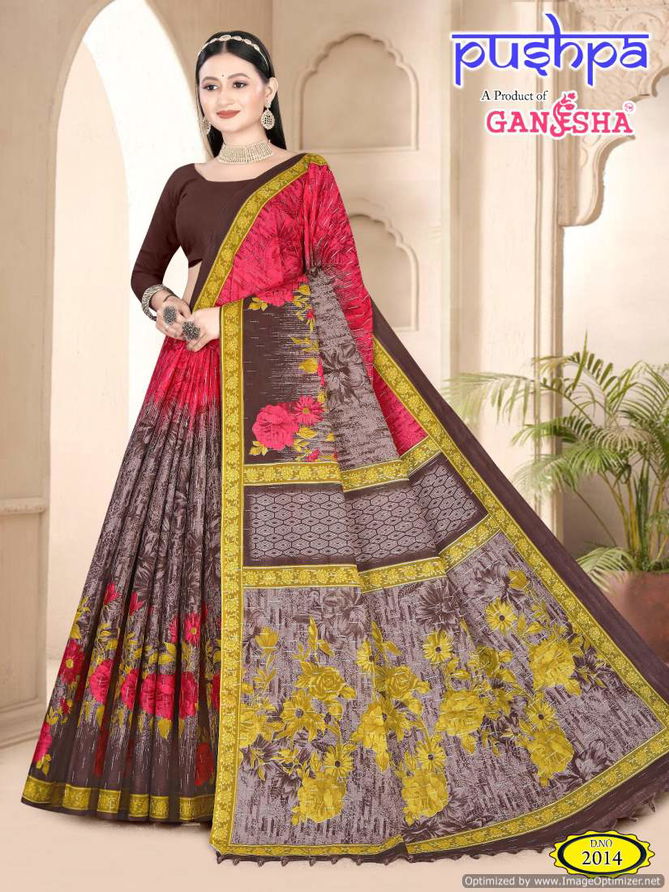 Pushpa Vol 2 By Ganesha Heavy Cotton Printed Daily Wear Sarees Suppliers In India